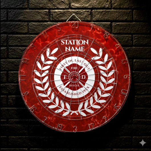 Cible De Fléchettes Élégante caserne de pompiers Marbre rouge Blanc La