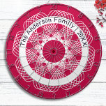 Cible De Fléchettes Elégante ligne géométrique Art Rouge Blanc Personn<br><div class="desc">Tirez votre salle de jeux avec ce tableau de fléchettes intrigant. La carte est dotée d'un motif géométrique complexe en blanc sur rouge, avec des lignes courbes créant une ligne de dessin détaillée. L'effet est comme un matelas de dentelle au crochet ou une fleur abstraite magnifiquement symétrique. Personnalisez avec votre...</div>
