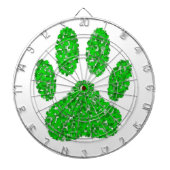 Cible De Fléchettes Empreinte de patte de chien de feuillage vert (Devant)