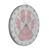 Cible De Fléchettes Empreinte de patte Tartan Rose Et Blanc (Devant gauche)