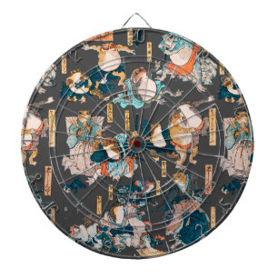 Cible De Fléchettes Estampe japonaise de grenouille sur bois Kuniyoshi