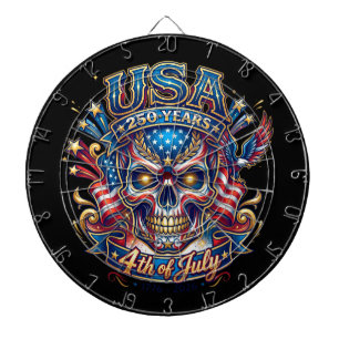 Cible De Fléchettes États-Unis 250 Ans Crâne Patriotique 4 Juillet