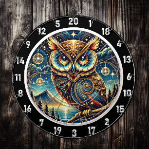 Cible De Fléchettes Ethereal Nocturne Owl Dartboard Design