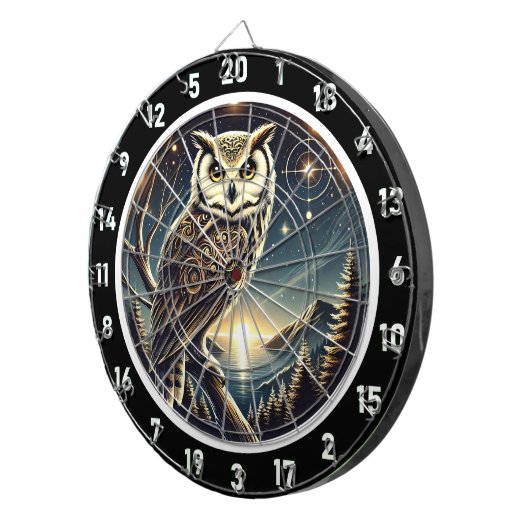 Cible De Fléchettes Ethereal Owl Dreams Dartboard Art (Devant droit)