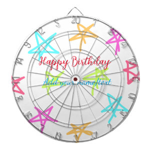 Cible De Fléchettes Étoiles colorées joyeux anniversaire ajouter nom t
