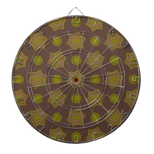 Cible De Fléchettes Étoiles et cercles en brun et vert (Devant)