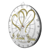 Cible De Fléchettes Eventré Gold Hearts i Love You (Devant droit)