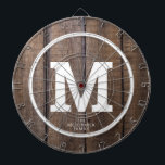 Cible De Fléchettes Famille de bois de grange rustique Monogramme pers<br><div class="desc">Jouez à un jeu amusant de fléchettes avec cette Cible de flechettes Monogramme personnalisée Rustique Barn Wood Family. Il est conçu avec un arrière - plan en faux bois brun et votre grand monogramme blanc gras initial sur le centre. De plus, le tableau de fléchettes est personnalisé avec le nom...</div>