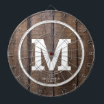 Cible De Fléchettes Famille de bois de grange rustique Monogramme pers<br><div class="desc">Jouez à un jeu amusant de fléchettes avec cette Cible de flechettes Monogramme personnalisée Rustique Barn Wood Family. Il est conçu avec un arrière - plan en faux bois brun et votre grand monogramme blanc gras initial sur le centre. De plus, le tableau de fléchettes est personnalisé avec le nom...</div>