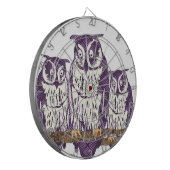 Cible De Fléchettes Famille de hibou géométrique stylisée violet (Devant gauche)