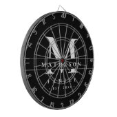 Cible De Fléchettes Famille Monogramme personnalisée Noir blanc modern (Devant gauche)
