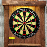 Cible De Fléchettes Family Name Personalized  Dartboard<br><div class="desc">A dartboard is a popular recreational and competitive game that provides hours of fun for players of all ages and skill levels. Typically made from sisal fibers, cork, or electronic components, dartboards are designed to withstand the impact of darts while offering precise scoring zones. Standard dartboards feature a circular design...</div>