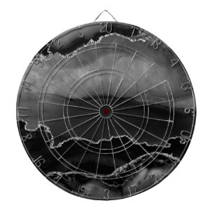 Cible De Fléchettes Fausse Agate Marbrée Noire Élégant Paillettes Arge
