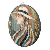 Cible De Fléchettes Femme avec chapeau de soleil art déco (Devant droit)