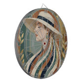 Cible De Fléchettes Femme avec chapeau de soleil art déco (Devant gauche)
