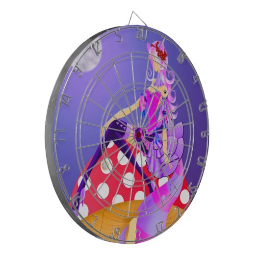 Cible De Fléchettes Femme de chat en Dartboard clair de lune (Devant gauche)