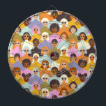 Cible De Fléchettes Femmes rétrogrades du Motif mondial<br><div class="desc">Retro Femmes du monde Motif design Arrière - plan.</div>