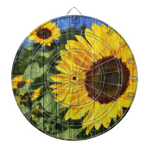 Cible De Fléchettes Fence painted de Sunflowers