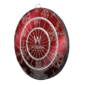 Cible De Fléchettes Festif Red Foil Snowflakes Nom du monogramme (Devant droit)