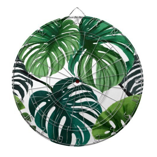 Cible De Fléchettes Feuilles de Monstera Aquarelle Botanique Moderne (Devant)