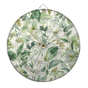 Cible De Fléchettes Feuilles Florales Aquarelle Verte Botanique Nature