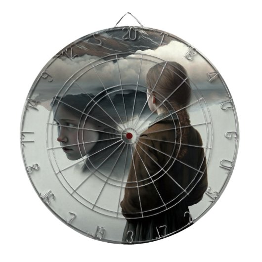 Cible De Fléchettes Fille avec des nuages (Devant)