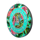 Cible De Fléchettes Flamants roses tropicaux Nom de famille Maison de (Devant droit)