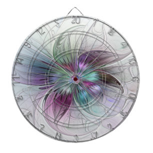 Cible De Fléchettes Fleur Abstraite colorée Art moderne floral fractal