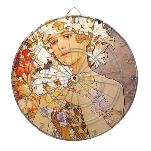 Cible De Fléchettes Fleur Alphonse Mucha