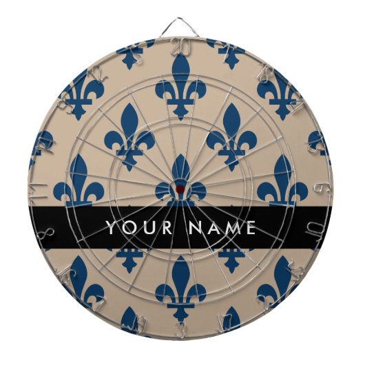 Cible De Fléchettes Fleur de Lis, Bleu Marine sur Beige, Royal, Votre  (Devant)