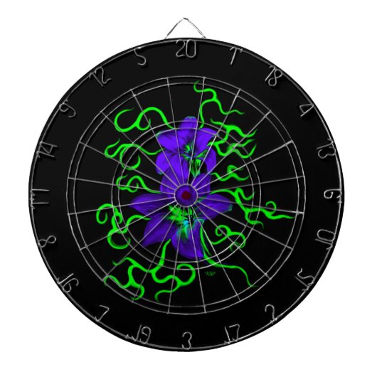 Cible De Fléchettes fleur de lys violet sur noir (Devant)