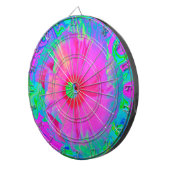 Cible De Fléchettes Fleur d'Hibiscus rose et rouge psychédélique (Devant droit)