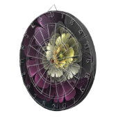 Cible De Fléchettes Fleur fractale abstraite moderne gris khaki pourpr (Devant droit)