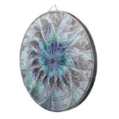 Cible De Fléchettes Fleur fractale moderne abstraite avec du bleu (Devant droit)