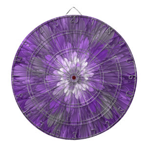 Cible De Fléchettes Fleur psychédélique violette Abstraite Fractal Art