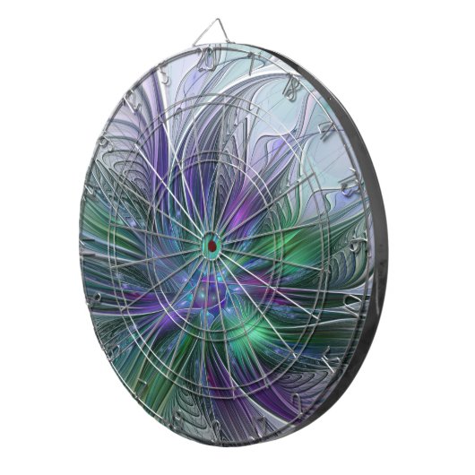 Cible De Fléchettes Fleur vert violet Art Abstrait moderne Fractal (Devant droit)