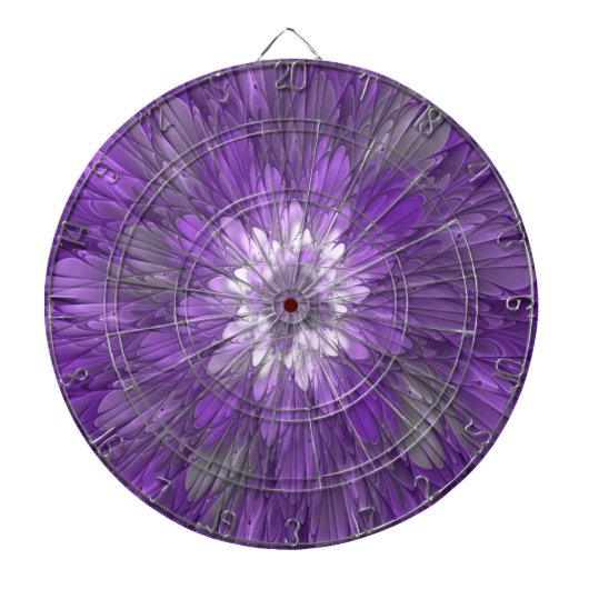 Cible De Fléchettes Fleur Violette Abstraite Art Fractal Psychedelique (Devant)