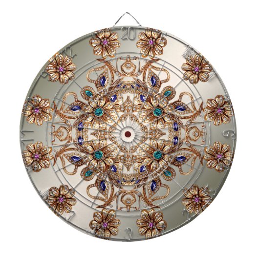 Cible de fléchettes Fleurs de bijou en or Élégant (Devant)