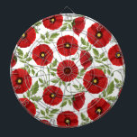 Cible De Fléchettes Fleurs d'été joyeuses floraison de pavot<br><div class="desc">Fleurs de pavot fleurissant joyeux printemps et vectoriel été sans couture répéter textile / tissu illustration motif. Art graphique original copyright BluedarkArt TheChameleonArt.</div>