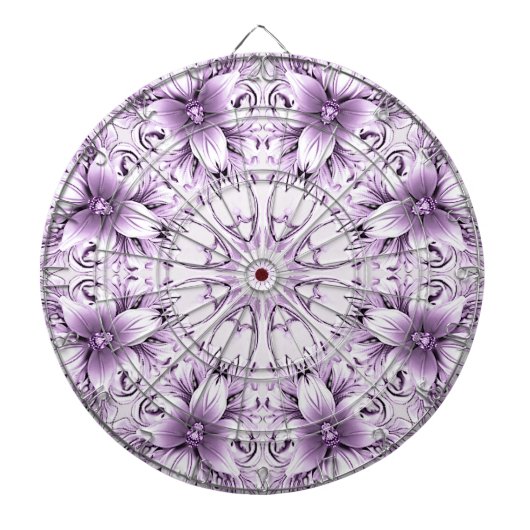 Cible de fléchettes Fleurs Violettes Élégantes (Devant)