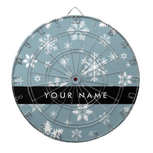 Cible De Fléchettes Flocons de neige blancs, Gris, Votre nom, Personna