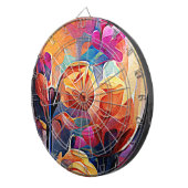 Cible De Fléchettes Floral Abstract Art Orange Red Blue Flowers (Devant droit)