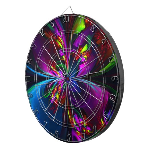 Cible De Fléchettes Floral moderne Art Abstrait Rouge Bleu Motif #15 (Devant droit)