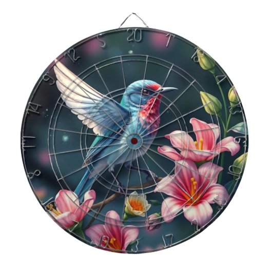 Cible de fléchettes florale oiseau coloré (Devant)