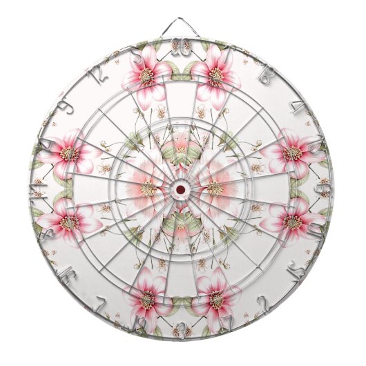 Cible de fléchettes florale rose et blanc élégante (Devant)