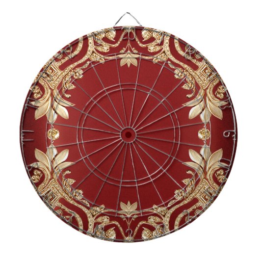 Cible de fléchettes florale rouge or moderne (Devant)