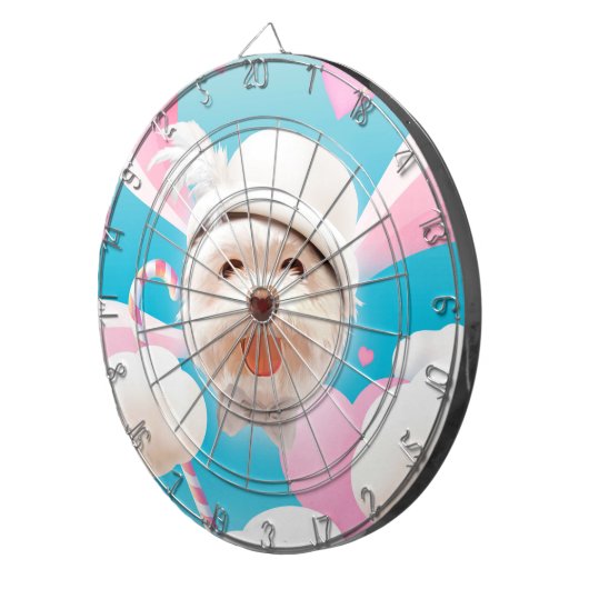 Cible De Fléchettes Fluffy Dog avec Casquette blanc (Devant droit)