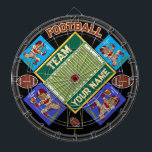 Cible De Fléchettes Football personnalisé VOS PHOTOS<br><div class="desc">Un superbe baseball inspiré dartboard. Caractéristiques personnalisées logo de terrain de baseball avec QUATRE sections remplaçables VOTRE PHOTO. Idéal pour ajouter des photos de ligue d'équipe et préserver les souvenirs sportifs d'une manière unique. Entièrement personnalisable ! Bon appétit !</div>