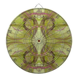 Cible de flechettes fractale rose et verte Abstrai
