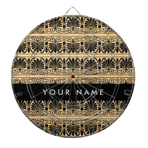 Cible De Fléchettes Fret Grec Arabesque Brown, Votre Nom, Personnalise